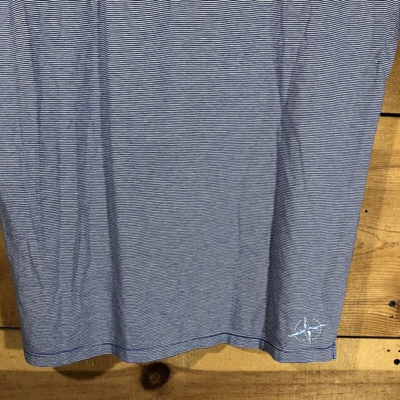 B. Draddy Polo Golf Shirt Mens Size Large OS Logo Pocket Pinstripe Blue EUC - Picture 11 of 12